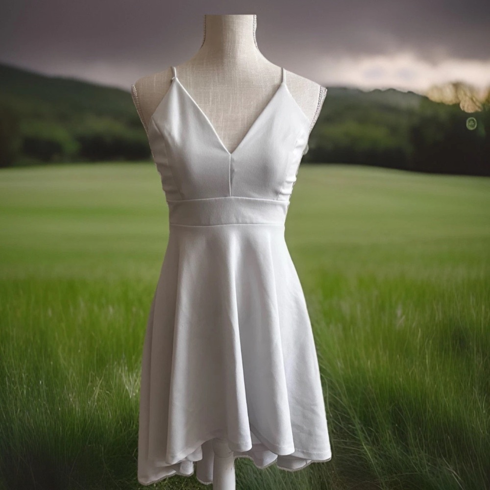 Windsor Dress Size XS White Cream Lace Open Back High Low